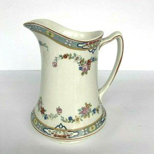 1920's W. H. Grindley England Dresden Pink Rose Print Art Deco Dairy Pitcher
